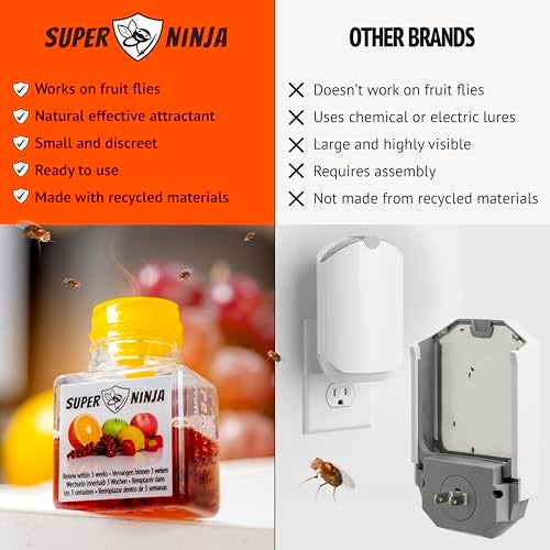 Super Ninja Fruit Fly Traps for Indoors - 2 Pack, Highly Effective Fruit Fly Catcher for Indoor Use for Home & Kitchen, Up to 3 Weeks of Performance per Bottle, Kid & Pet Friendly - Image 5