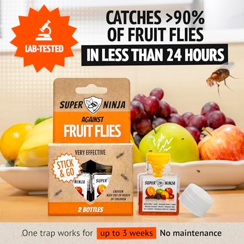 Super Ninja Fruit Fly Traps for Indoors - 2 Pack, Highly Effective Fruit Fly Catcher for Indoor Use for Home & Kitchen, Up to 3 Weeks of Performance per Bottle, Kid & Pet Friendly - Image 3