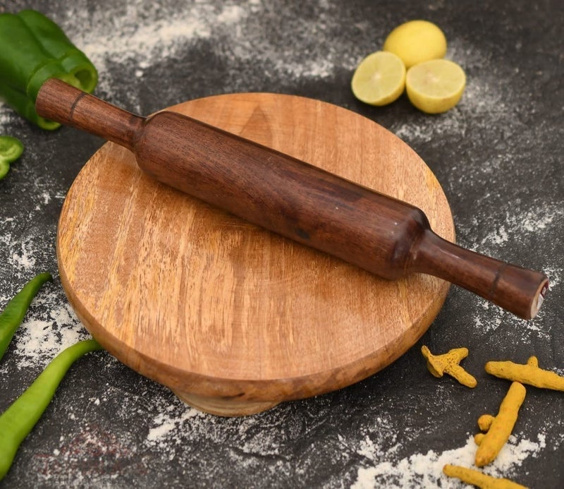 Piepot Indian Rose Wood Shesham Chakla Belan Roti Maker for Kitchen EcoFriendly 10 Diameter - Image 2