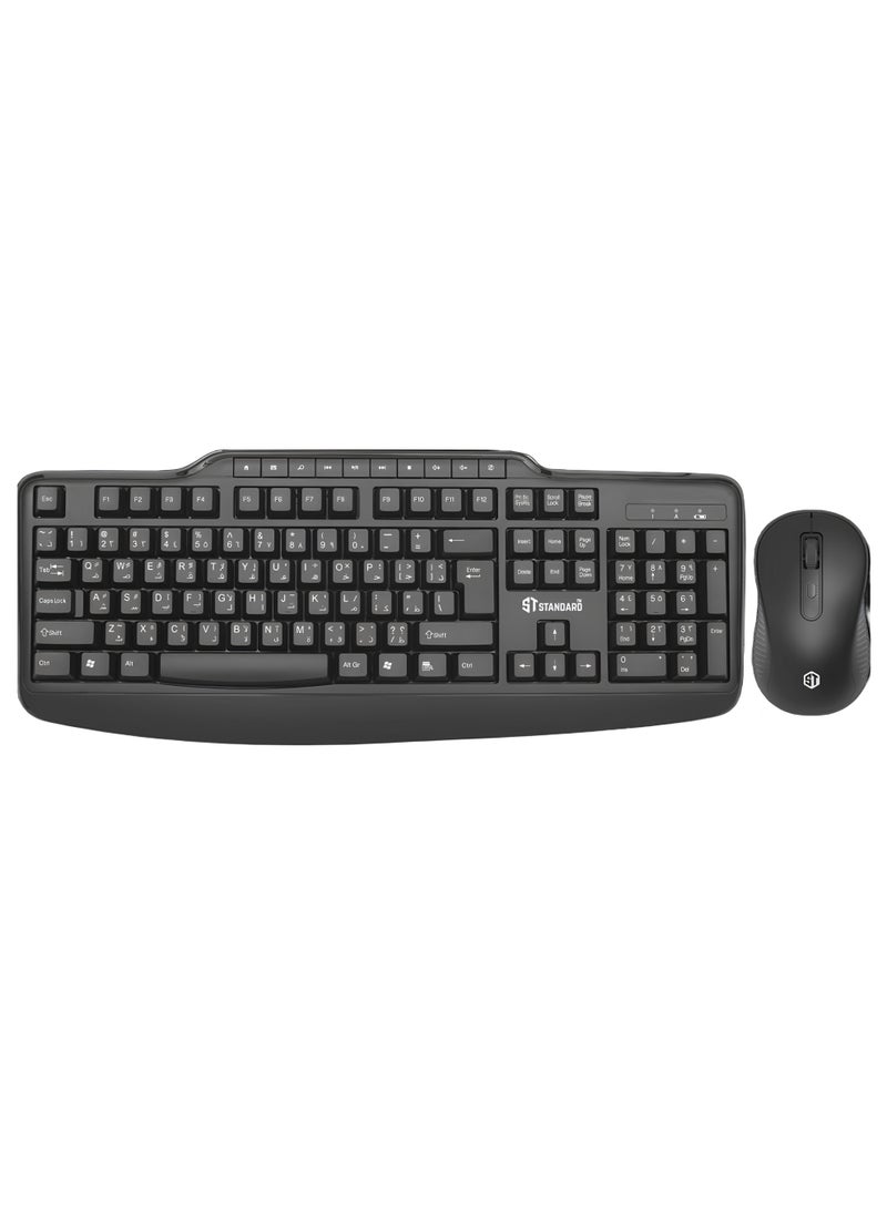 Trust - KCW-6000 2.4GHz Bluetooth Keyboard and Mouse Combo with Ergonomic Design and Laser-Printed Media Keys - Black - Image 1