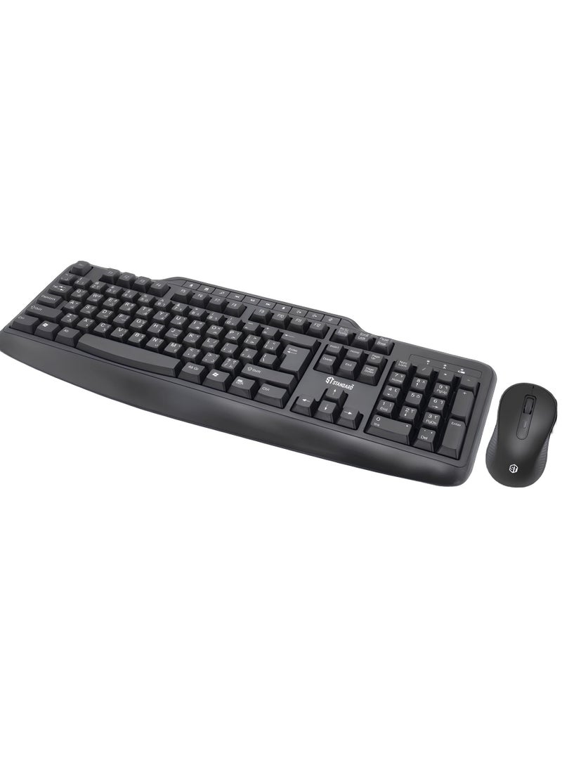 Trust - KCW-6000 2.4GHz Bluetooth Keyboard and Mouse Combo with Ergonomic Design and Laser-Printed Media Keys - Black - Image 1