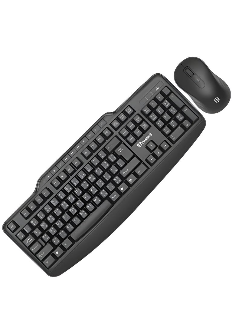 Trust - KCW-6000 2.4GHz Bluetooth Keyboard and Mouse Combo with Ergonomic Design and Laser-Printed Media Keys - Black - Image 1