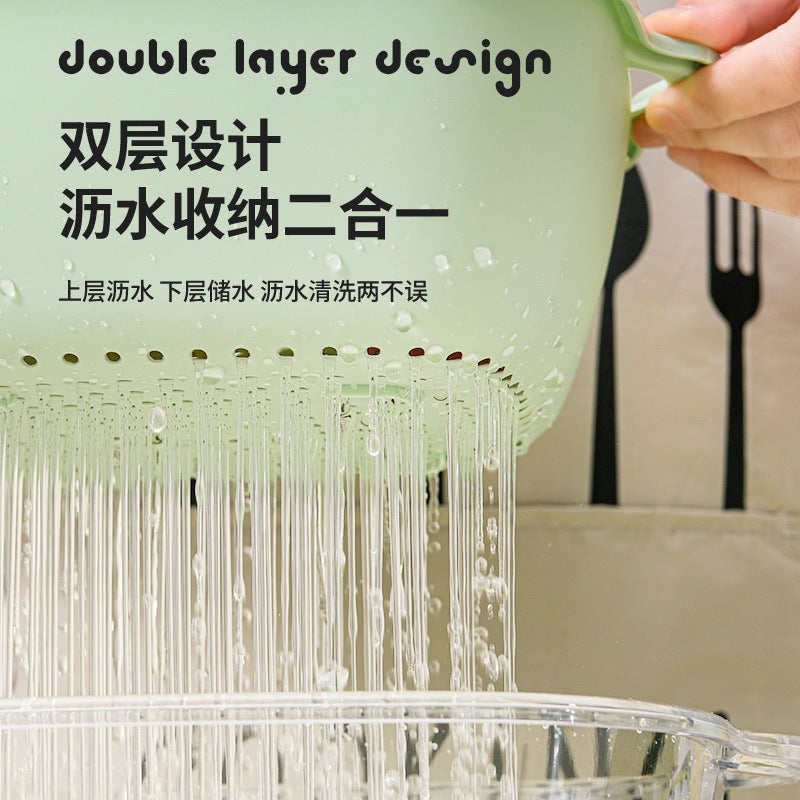 Double-Layer Vegetable Washing Basket – Multifunctional Draining Fruit Filter Basin - Image 5