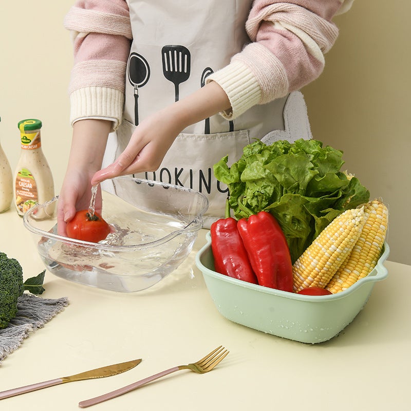 Double-Layer Vegetable Washing Basket – Multifunctional Draining Fruit Filter Basin - Image 4