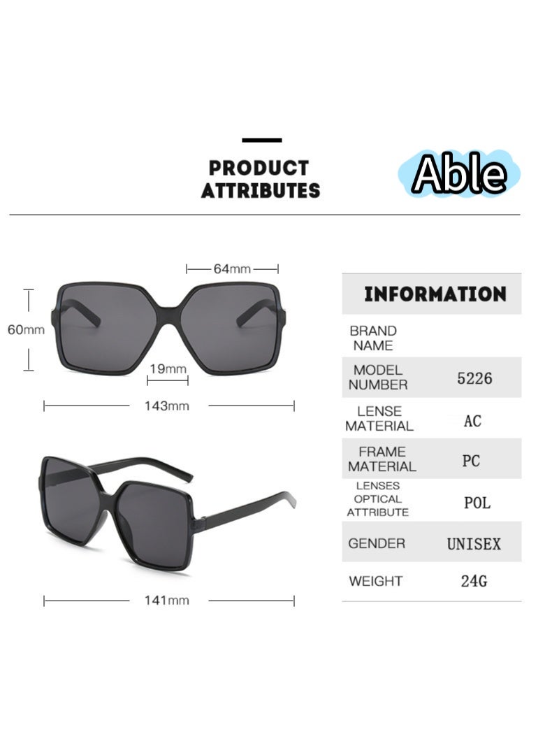ABLE ​【​2025 New Glasse】 Women's Polarized Large-Frame Sunglasses - UV400 UV Protection, High-Definition Anti-Glare, Black Frame - Suitable for Fishing/Driving/Travel, Slimming Face, Fashion Accessory - Image 2