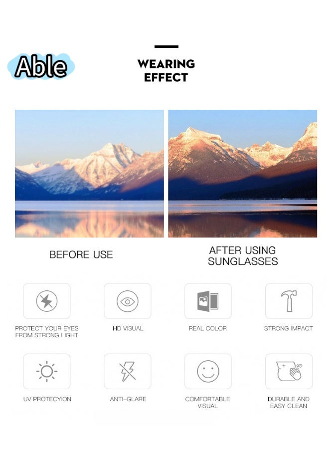 ABLE ​【​2025 New Glasse】 Women's Polarized Large-Frame Sunglasses - UV400 UV Protection, High-Definition Anti-Glare, Black Frame - Suitable for Fishing/Driving/Travel, Slimming Face, Fashion Accessory - Image 3