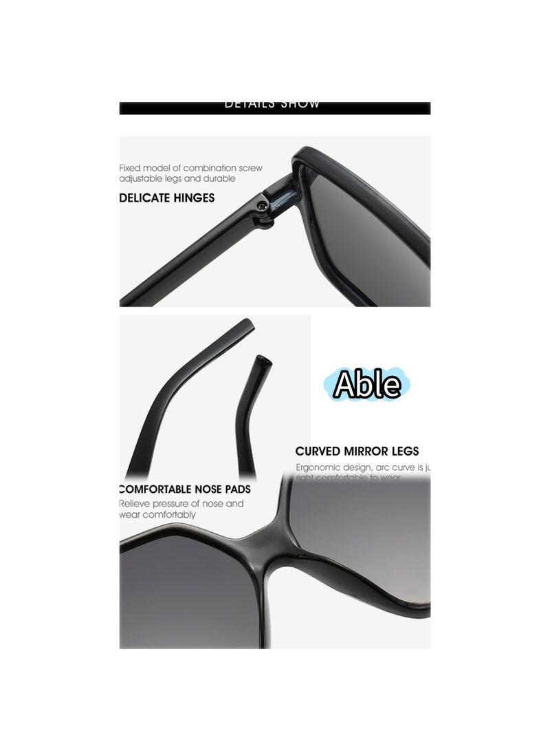 ABLE ​【​2025 New Glasse】 Women's Polarized Large-Frame Sunglasses - UV400 UV Protection, High-Definition Anti-Glare, Black Frame - Suitable for Fishing/Driving/Travel, Slimming Face, Fashion Accessory - Image 4