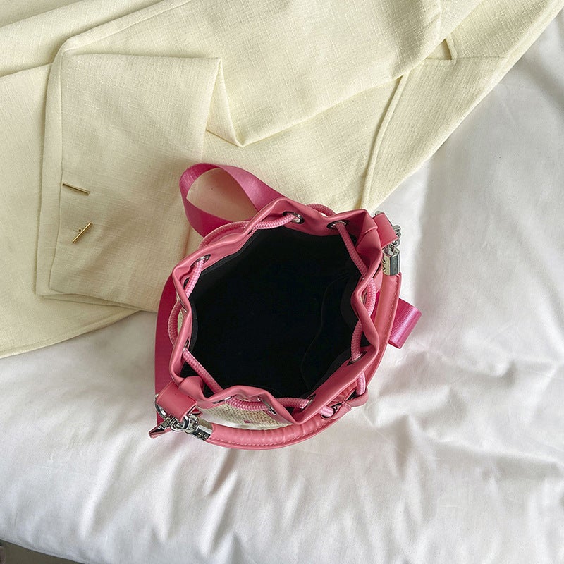 Summer Straw Bag Letter Fashion Bucket Bag Casual Commuting Shoulder Crossbody Bag For Women - Image 5