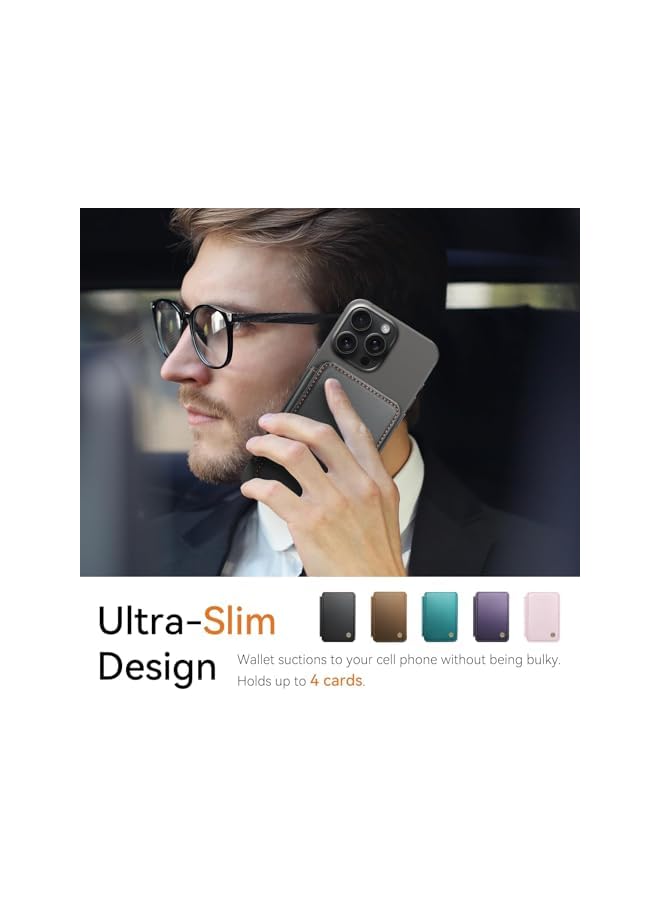 Green Tiger Magnetic Card Holder Wallet, for Mag Safe RFID Blocking PU Leather Minimalist Wallet, Ultra-thin Super-strong Magnet Minimalist Leather Phone Wallet for i Phone 12-17, Compatible with Mag Safe, Black - Image 5