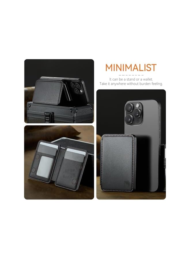 Green Tiger Magnetic Card Holder Wallet, for Mag Safe RFID Blocking PU Leather Minimalist Wallet, Ultra-thin Super-strong Magnet Minimalist Leather Phone Wallet for i Phone 12-17, Compatible with Mag Safe, Black - Image 4