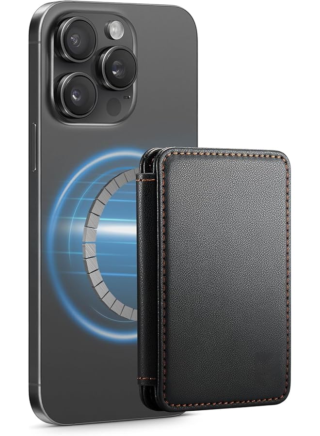 Green Tiger Magnetic Card Holder Wallet, for Mag Safe RFID Blocking PU Leather Minimalist Wallet, Ultra-thin Super-strong Magnet Minimalist Leather Phone Wallet for i Phone 12-17, Compatible with Mag Safe, Black - Image 1