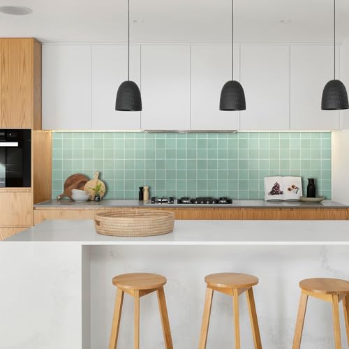 Homeart Square Peel and Stick Backsplash - 12”x12” Waterproof Self-Adhesive Wall Tiles - Realistic Ceramic Look Stick on Tiles for Kitchen, Bathroom (10 Sheets, Sage Green) - Image 4