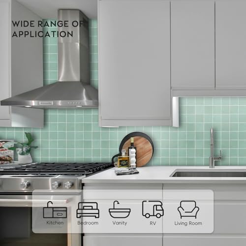 Homeart Square Peel and Stick Backsplash - 12”x12” Waterproof Self-Adhesive Wall Tiles - Realistic Ceramic Look Stick on Tiles for Kitchen, Bathroom (10 Sheets, Sage Green) - Image 5