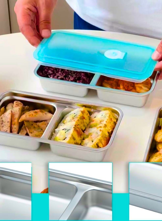 Chase Up 2pcs Grab and Go Snack Containers,Stainless Steel Double Compartment Snack Containers with Lids,Reusable Condiment Container,Travel Outdoor Camping Food Storage Small Pack Containers (2pcs) - Image 2