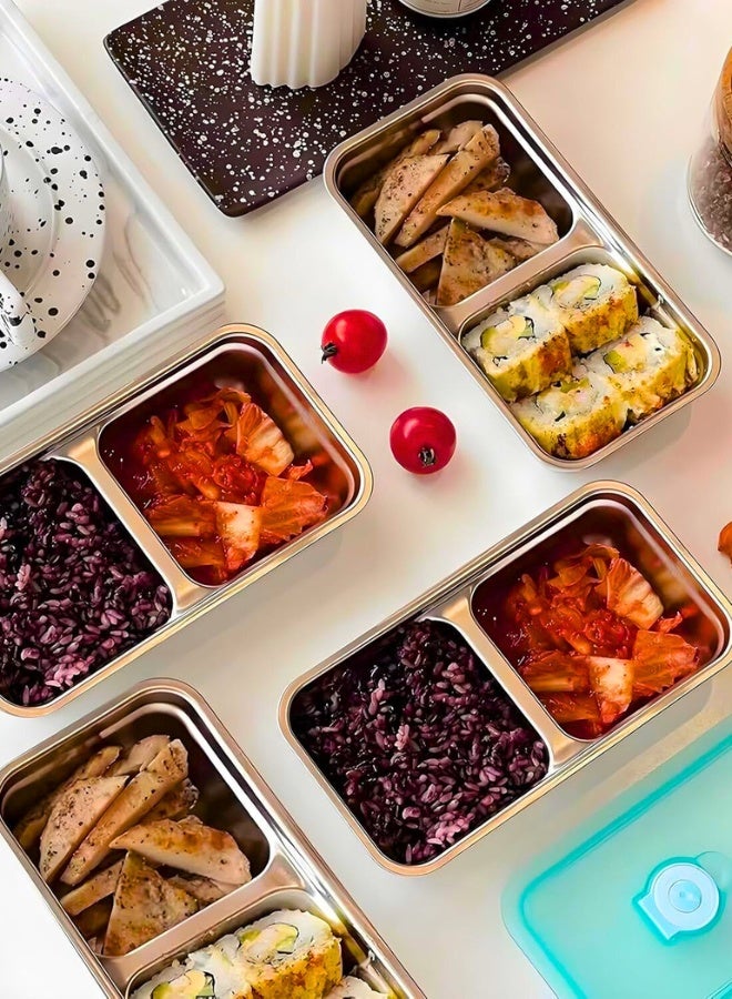 Chase Up 2pcs Grab and Go Snack Containers,Stainless Steel Double Compartment Snack Containers with Lids,Reusable Condiment Container,Travel Outdoor Camping Food Storage Small Pack Containers (2pcs) - Image 3