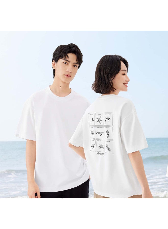 purcotton Summer Men'S And Women'S Short-Sleeve Couple T-Shirts, Soft, Draping, Refreshing, And Breathable - Image 2