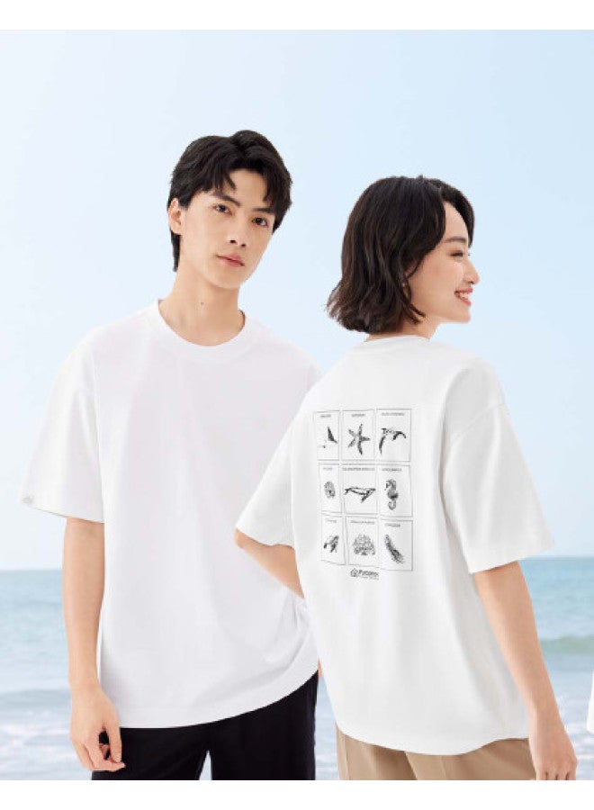 purcotton Summer Men'S And Women'S Short-Sleeve Couple T-Shirts, Soft, Draping, Refreshing, And Breathable - Image 1