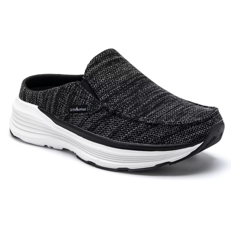 OrthoComfoot Women's Orthopedic Slip On Slippers Shoes: Comfortable Womens Slip-On for Flat Feet, Light-Weight Slippers for Plantar Fasciitis Relief, Cushioned Rubber Sole Loafers for Comfy Working Black Size 9 - Image 1