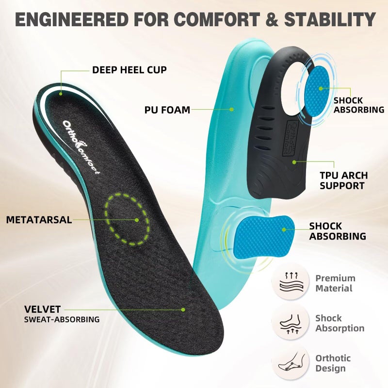 OrthoComfoot Women's Orthopedic Slip On Slippers Shoes: Comfortable Womens Slip-On for Flat Feet, Light-Weight Slippers for Plantar Fasciitis Relief, Cushioned Rubber Sole Loafers for Comfy Working Black Size 9 - Image 4