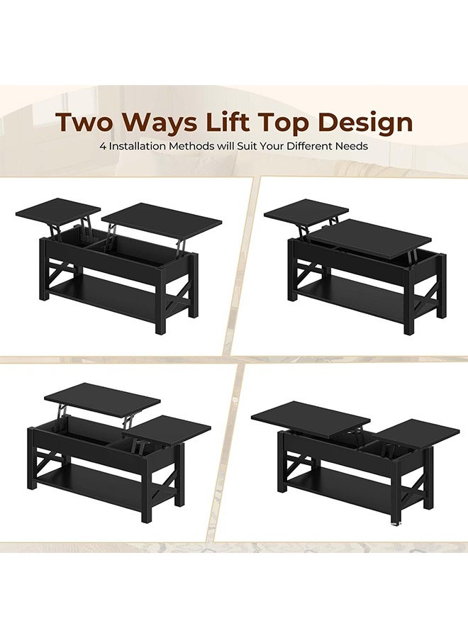 2 Tier Coffee Table with Double-Layer Storage Cabinet and Hidden Storage Compartments, Multi-Functional Height-Adjustable Large-Capacity Sofa Side Table/Corner Table, Suitable for Living Room/Bedroom/Office - Image 5