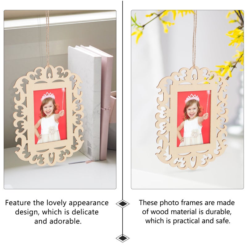 1 Set DIY Wood Photo Frames Wood Picture Frames with Rope Home Desktop Ornament - Image 5