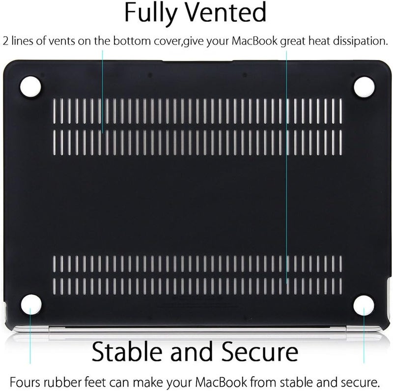 UESWILL Compatible with MacBook (Retina, 12-inch, 2015/2016/2017) Model: A1534, Smooth Soft Touch Matte Hard Shell Case Cover + Microfibre Cleaning Cloth, Black - Image 4