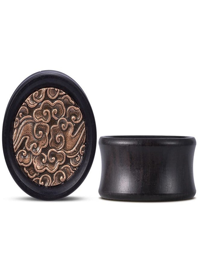 ERKUOO 2PCS Ebony Wood Ear Tunnel Plug Double Flared Ear Gauges Flesh Tunnels Stretcher Piercings Expanders 00g(10mm) - Image 1