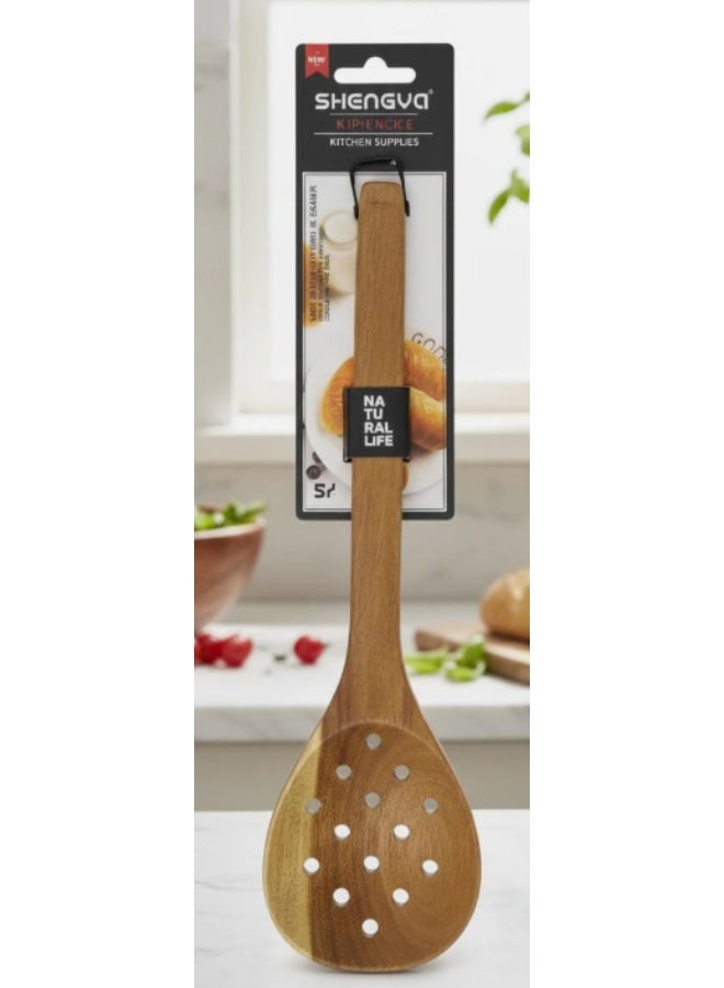 شنغيا ملعقة شينغيا الخشبية لتصفية السوائل والقلي (30 سم) - Image 2