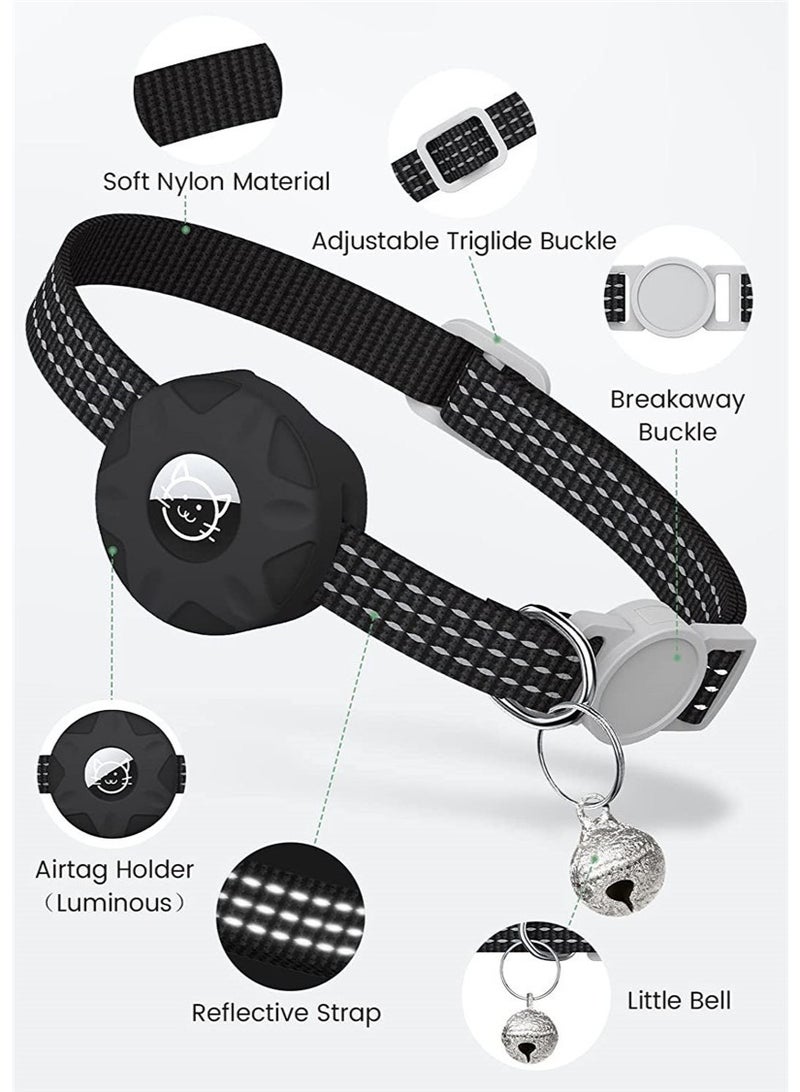 ZONIX Airtag Cat Collar Breakaway with Waterproof Holder, Reflective u0026 Luminous Safety Collar with Bell, Adjustable for Cats and Small Dogs - Image 2