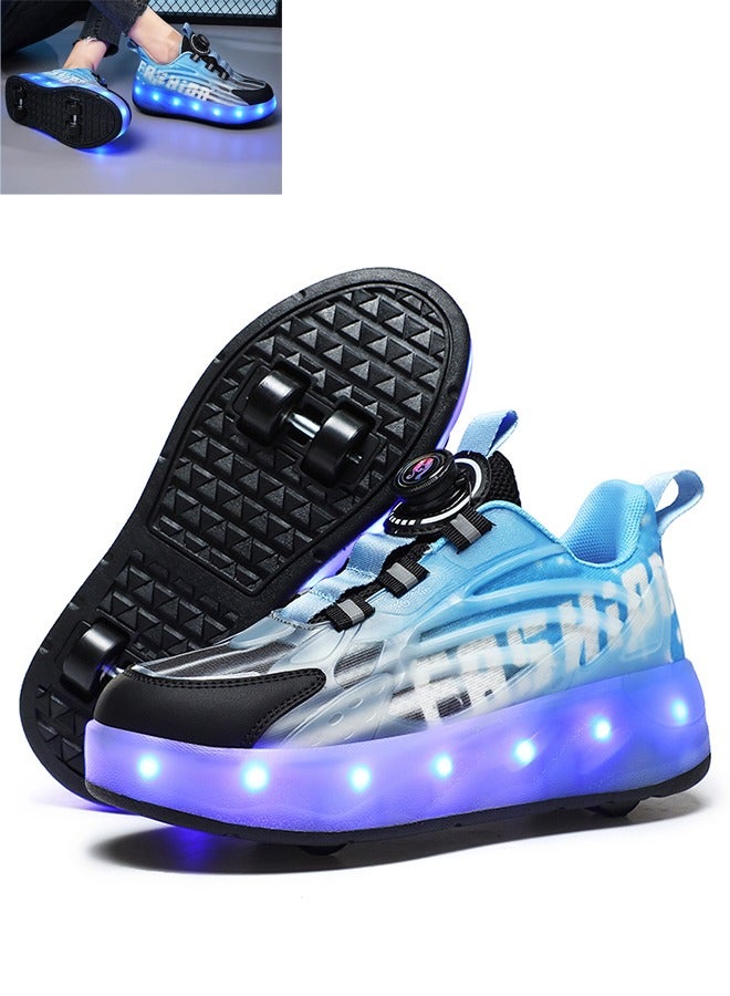 جوشبيرغ أحذية التزلج أحذية تزلج دوارة قابلة لإعادة الشحن، أحذية تزلج، أحذية تزلج رياضية لامعة مع نعل وعجلات مضيئة (أزرق) - Image 1