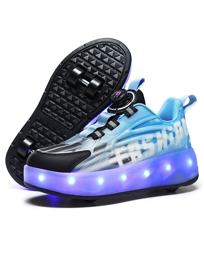 Joshberg Rechargeable Roller Skates shoes,Skates Shoes,Shiny Sneaker Skate Shoes With Lighting sole and Wheels(Blue)  - Image 1