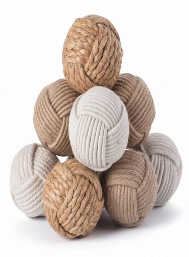 Brainmart 8 Pcs Jute Rope Decorative Balls, Natural Cotton Knot Orbs for Bowl Filler, Rustic Coastal Farmhouse Decor, Wedding Centerpiece & Living Room Decoration (Dia - 3Inch) - Image 1