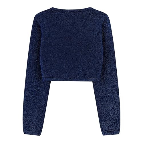 BOLEROSE Girls Long Sleeve Sparkle Cardigan Childrens Kids Bolero Shrug (Midnight Blue, 11-12 YRS) - Image 2