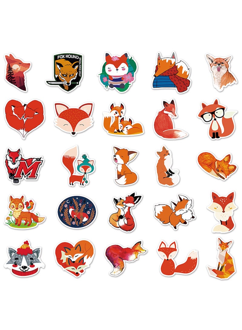 50Pcs Fox Stickers for Kids Girls Teens Boys Vinyl Cartoon Waterproof Stickers for Laptop Flasks Water Bottle Tablet Scrapbook Cup Bike Helmet Phone Car Mug Cute Animals Decals Stickers Pack  - Image 2