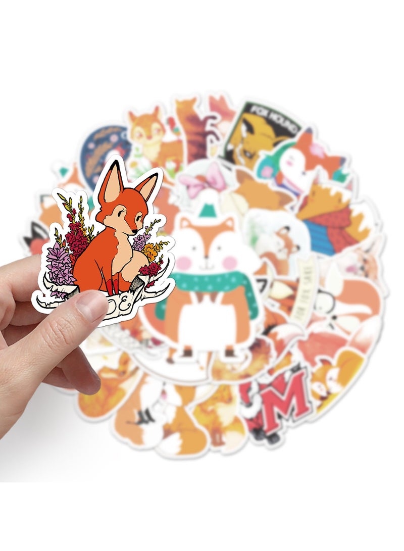 50Pcs Fox Stickers for Kids Girls Teens Boys Vinyl Cartoon Waterproof Stickers for Laptop Flasks Water Bottle Tablet Scrapbook Cup Bike Helmet Phone Car Mug Cute Animals Decals Stickers Pack  - Image 5