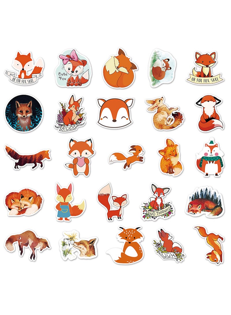 50Pcs Fox Stickers for Kids Girls Teens Boys Vinyl Cartoon Waterproof Stickers for Laptop Flasks Water Bottle Tablet Scrapbook Cup Bike Helmet Phone Car Mug Cute Animals Decals Stickers Pack  - Image 3