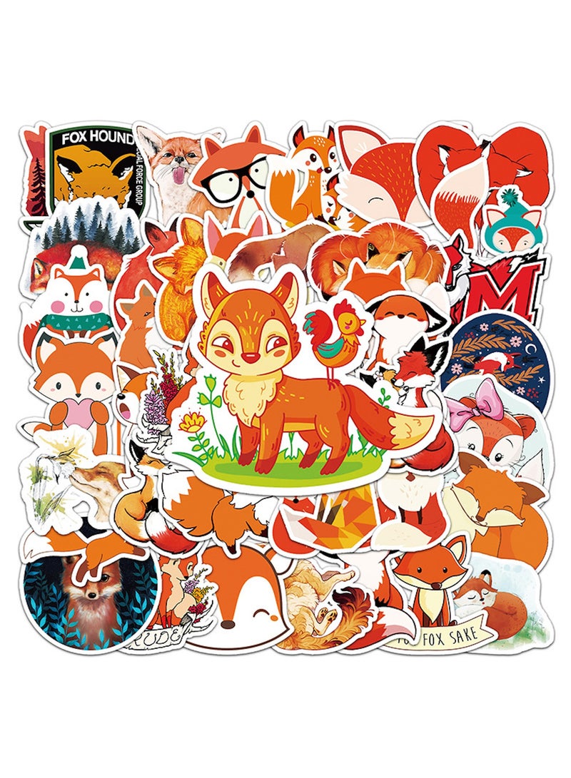 50Pcs Fox Stickers for Kids Girls Teens Boys Vinyl Cartoon Waterproof Stickers for Laptop Flasks Water Bottle Tablet Scrapbook Cup Bike Helmet Phone Car Mug Cute Animals Decals Stickers Pack  - Image 4