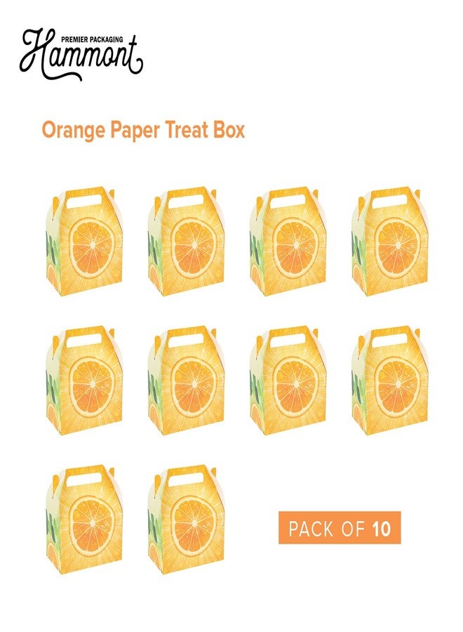 Hammont Orange Party Favor Treat Boxes - 10 Pack - Easy Assemble Orange Themed Gable Boxes, Cookie Box for Gift Giving, Baby Shower Party Favors, Birthday & Holiday Party Décor - 6.25x3.75x3.5 Inches - Image 3