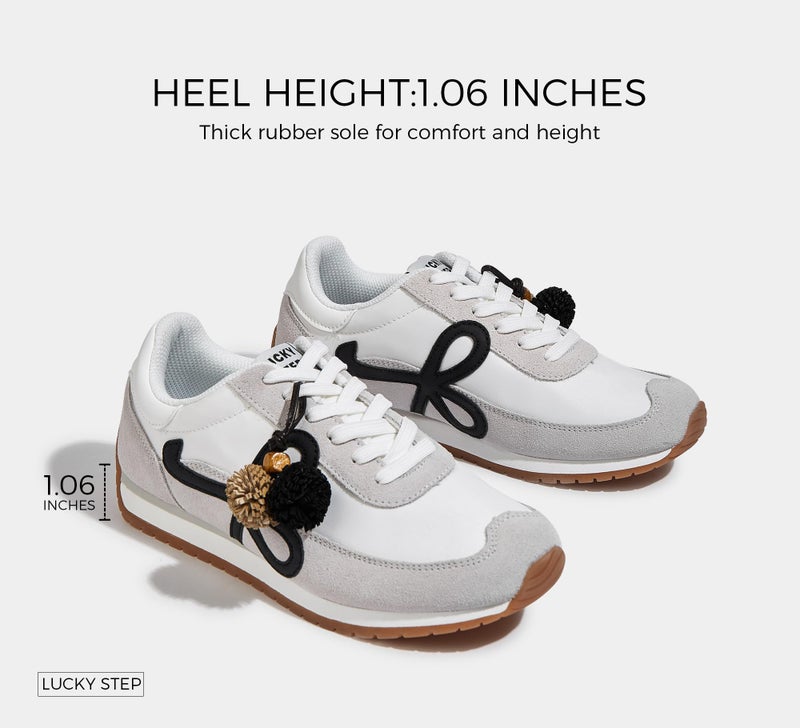 LUCKY STEP Women's Fashion Sneakers Trendy Stylish Low Top Classic Retro Casual Ladies Comfortable Running Walking Shoes(Grey/Black,8 B(M) US) - Image 3