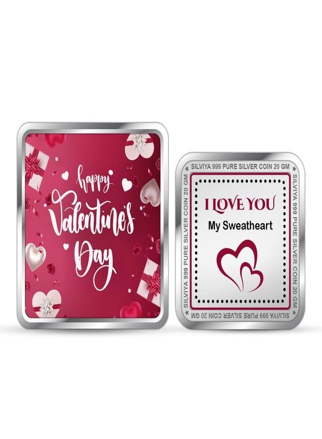 Silviya BIS Hallmarked 999 Pure Silver Coin (20g) Square Shape - Valentine's Day Special - Romantic Gift - Express Your Love - With Certificate of Authenticity - Image 1