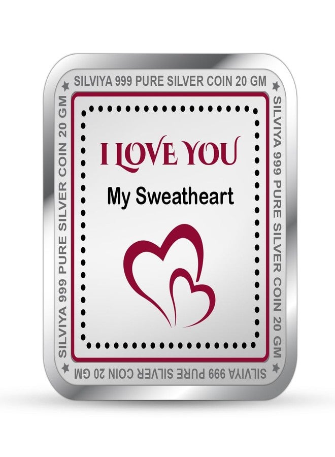 Silviya BIS Hallmarked 999 Pure Silver Coin (20g) Square Shape - Valentine's Day Special - Romantic Gift - Express Your Love - With Certificate of Authenticity - Image 3