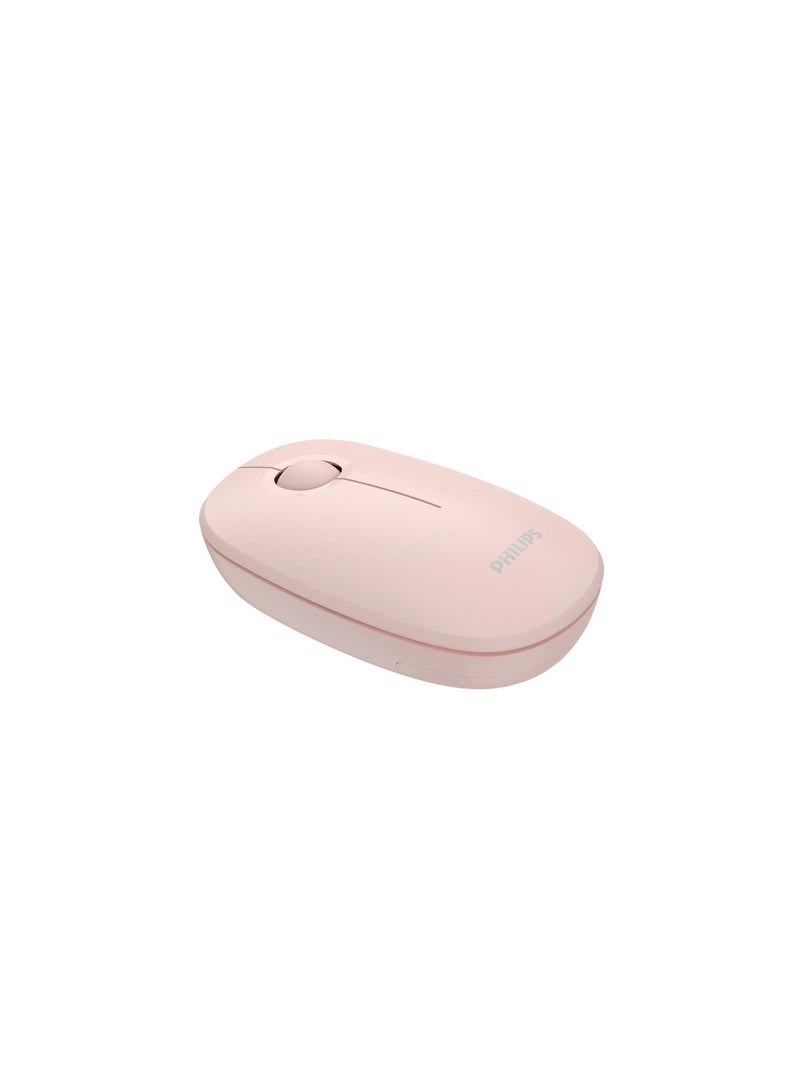 PHILIPS Wireless Mouse,2.4GHz Quiet Mouse with USB Receiver,Ergonomic Optical Computer Mice,1600 DPI,Portable and Durable Computer Mouse with 12-Months Battery Life for PC/Mac/Laptop –Pink Pink - Image 2