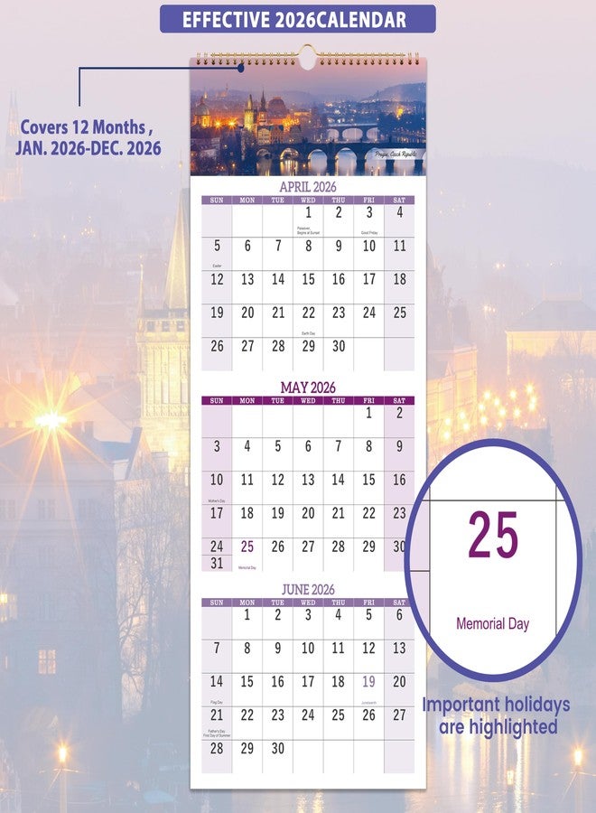 Lemome 2025 Calendar - 3 Month Calendar Vertical Display, 2025 Wall Calendar from Jan. 2025 - Dec. 2025, 11" x 26"(when opened), Large Monthly Calendar - Image 5