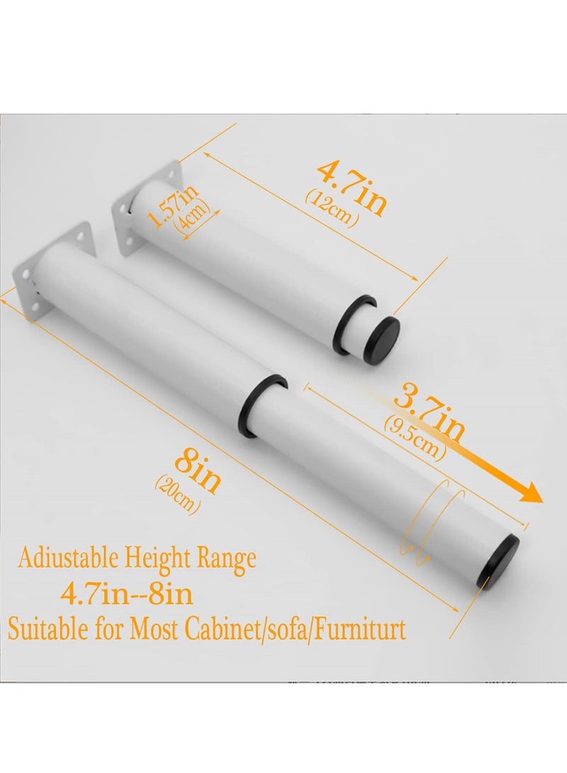 SYOSI Metal Adjustable Height Furniture Legs 4.7-8 inch, Heavy Duty Support Legs for Furniture Set of 4, Adjustable Height Replacement Support Leg for Sofa/Dresser/Bed/Chair/Coffee Table - Image 5