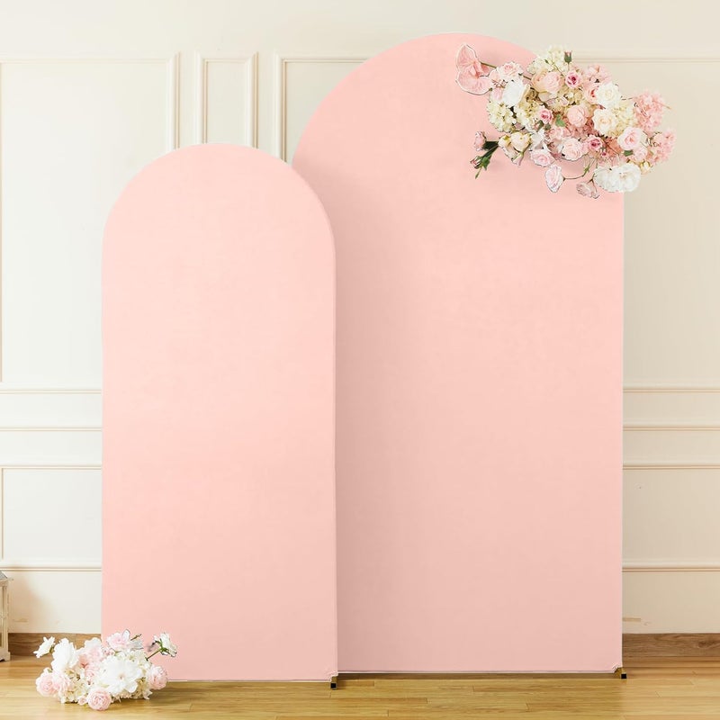 Suppromo Dusty Rose Arch Cover 2 Set-7.2 and 6ft Dusty Pink Arch Backdrop Cover Spandex Wedding Arch Stand Covers for Baby Shower Girls Birthday Party Bridal Shower Wedding Photo Balloon Arches Background - Image 4