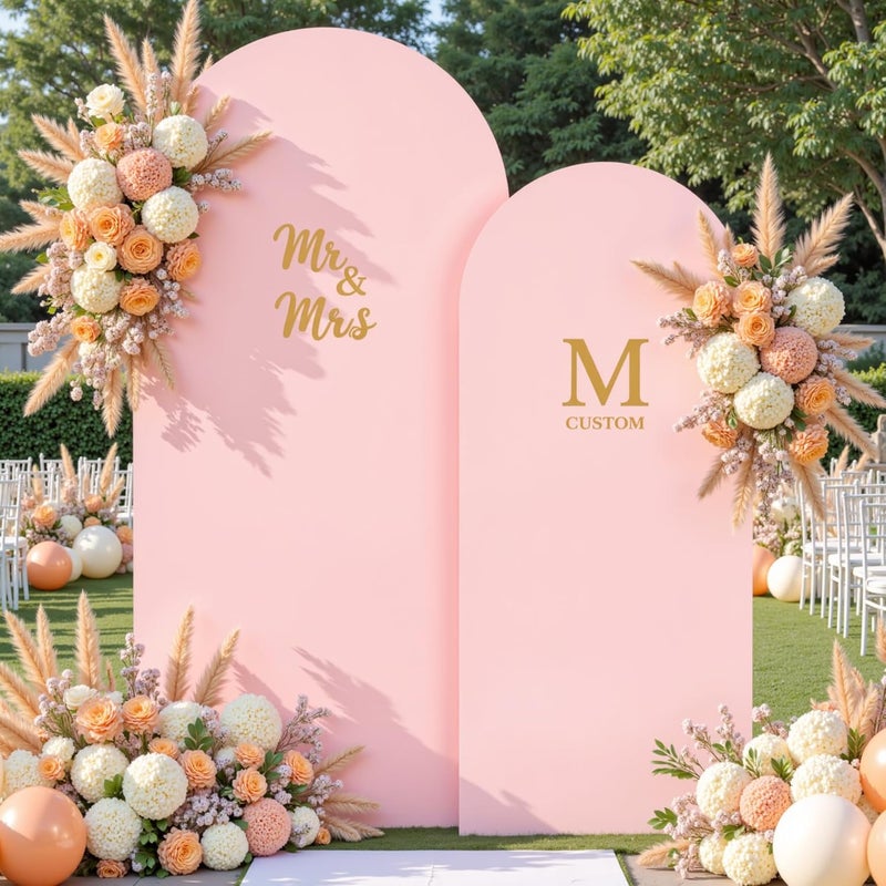 Suppromo Dusty Rose Arch Cover 2 Set-7.2 and 6ft Dusty Pink Arch Backdrop Cover Spandex Wedding Arch Stand Covers for Baby Shower Girls Birthday Party Bridal Shower Wedding Photo Balloon Arches Background - Image 2