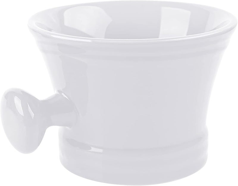 Linkidea Linkidea Ceramic Shaving Mug with Knob Handle Deep Size Wet Shaving Cup Razor Shave Soap and Cream Bowl for Men White 