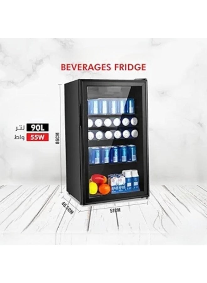 Tradeo 90L Beverage Fridge with Glass Door, Compact Cooler, 55W Low Power, Adjustable Shelves - Image 4
