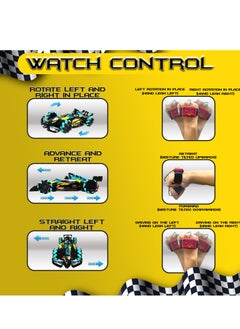 Jinou Remote Control Car - Made with Premium Quality plastic with high power 4WD Dual Motor – Kids toys Car with Remote Control and Smart Watch Gesture Control with Finger (Yellow and Blue)  - Image 5