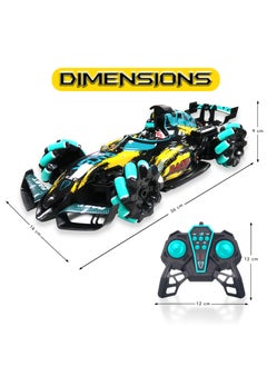 Jinou Remote Control Car - Made with Premium Quality plastic with high power 4WD Dual Motor – Kids toys Car with Remote Control and Smart Watch Gesture Control with Finger (Yellow and Blue)  - Image 2